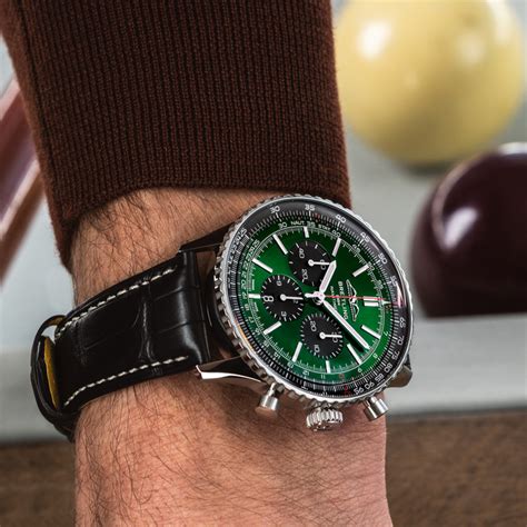 breitling grey|Breitling green face watch.